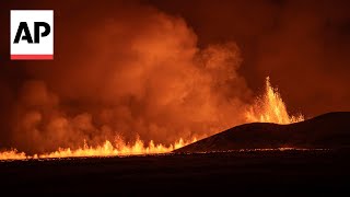 Iceland volcano erupts on the Reykjanes Peninsula [upl. by Tamma]