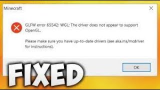 HOW TO FIX MINECRAFT OpenGl ERROR 65542 WGL not supported [upl. by Aerdnu]