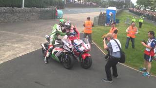 John McGuinness celebrates winning this years Senior TT at record breaking pace [upl. by Razec]