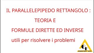 PARALLELEPIPEDO RETTANGOLO TEORIA E FORMULE DIRETTE ED INVERSE [upl. by Ganiats392]