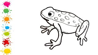 Draw a Frog Painting Drawing Coloring for Toddlers and Children how to draw easily [upl. by Carbo]