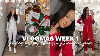 VLOGMAS WEEK 1 Gift Shopping Tipsy Gift Wrapping Friendsmas GRWM  Marie Jay [upl. by Jehanna]