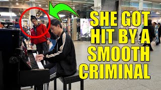 She Got Hit By A Smooth Criminal When I Play Michael Jackson on Public Piano  Cole Lam [upl. by Kilar]