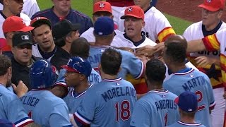 TEXHOU Odor Conger exchange words as benches clear [upl. by Yrrek573]