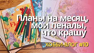 Хоббивлог 10  Процесс раскрашивания мои пеналы планы на месяц🌷 [upl. by Lehteb746]