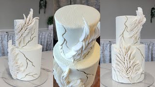 Using Edible Velvet Texture Spray on this Modern Fondant Detailed Buttercream Cake  Cake Decorating [upl. by Nywroc]