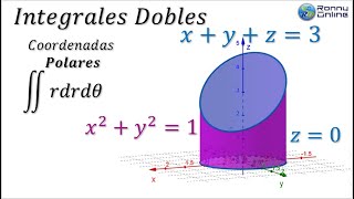 Volumen con cilindro y plano inclinado con integral doble  COORDENADAS POLARES  GEOGEBRA  MAPLE [upl. by Erika439]