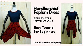 How to Make Handkerchief Peplum Dress  Handkerchief Top Cutting and Sewing  Saliqa Mag [upl. by Homerus]