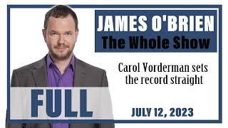 James OBrien  The Whole Show Carol Vorderman sets the record straight [upl. by Yelruc]