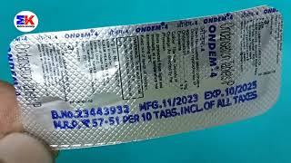 Ondem4 Tablet  Ondansetron 4mg Tablet  Ondem 4mg Tablet Uses Benefits Dosage Review in Hindi [upl. by Vaish]