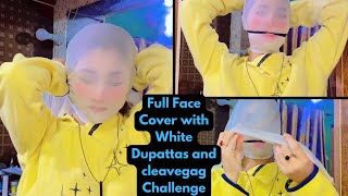 Full Face Cover With White Dupatta and cleavegag  2 Layers and Black Ribbon aqsaadil viralvideo [upl. by Noislla271]