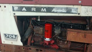 IH Farmall 706 quotSpin Onquot Oil Filter Adapter Installation [upl. by Kwei]