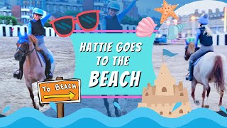 PHOEBE AND HATTIE GO TO THE BEACH WILL ANYONE FALL OFF PONY BEACH FUN [upl. by Imorej]