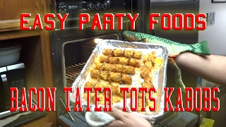 Easy baked Bacon Tater Tots Kabobs kitchen lessons recipes perfect for that mls or hockey party⚽🏒 [upl. by Eniad]