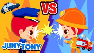 Policías vs Bomberos  ¡Que Gane el Mejor  Canciones Infantiles  JunyTony en español [upl. by Sutphin]