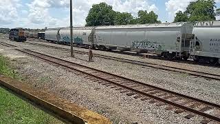 CSXT l732 with 8441 SD402 switching out a line of grain cars at Thomasville GA Yard 7524 🤓🚂 [upl. by Aracat]