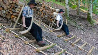 Dangerous but Genius Sliding Technique They Use to Transport Tons of Wood [upl. by Htebasil]