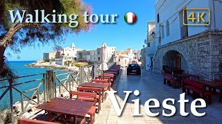 Vieste Puglia Italy【Walking Tour】History in Subtitles  4K [upl. by Elleinwad]