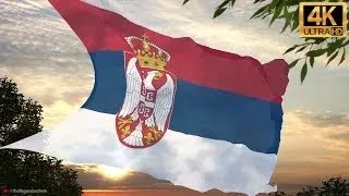 Serbian Flag 4K  1 Hour of the Serbian Tricolor with National Anthem [upl. by Wil]