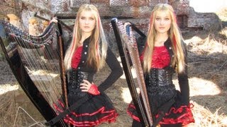 IRON MAIDEN  Fear of the Dark Harp Twins ELECTRIC HARP METAL [upl. by Nerrawed335]