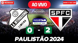 SÃO PAULO VENCE A INTER DE LIMEIRA POR 2 A 0  JOGO DE HOJE  ASSISTA AGORA AO VIVO NO PES 21 [upl. by Annoyek]