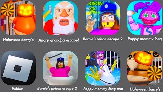 Escape Barnies prison 2haloween barrys prison runrobloxEscape poppy mommy long arm [upl. by Collis41]