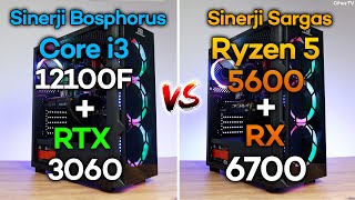 Sinerji Bosphorus vs Sinerji Sargas Hazır Sistem İncelemesi  i3 12100F RTX 3060 vs R5 5600 RX 6700 [upl. by Stretch]