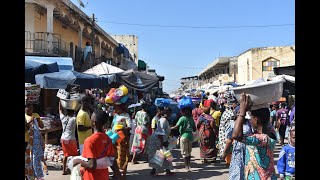 Lome Togo  Walking through the Grand Market Grand Marche to the beach [upl. by Nelyk]