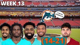 DOLPHINS VS COMMANDERS WEEK 13 RECAP [upl. by Regni]