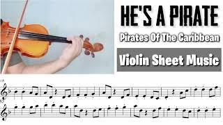 Free Sheet  Hes A Pirate  Pirates Of The Caribbean  Violin Sheet Music [upl. by Anemix]