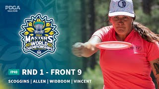 2024 PDGA Masters Disc Golf World Championships  FP40 R1F9  Scoggins Allen Widboom Vincent [upl. by Nanahs]