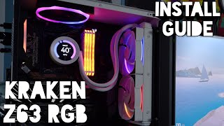 NZXT Kraken Z63 RGB CPU liquid cooler setup with push pull fans and logic in a NZXT H510 Flow [upl. by Rusert]