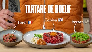 Comment faire un tartare de boeuf comme au resto  3 versions [upl. by Knowles733]