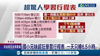 小朋友睡眠時間很重要欸小兄妹日學習18小時 主播虎媽高壓排程惹議 國小兄妹超狂學習行程表 一天只睡65小時｜記者 沈宛儀 郭翊軒｜【LIVE大現場】20240221｜三立新聞台 [upl. by Gorges]