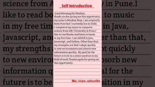 Self Introduction in englishIntroduce yourself in english selfintroduction shortsshort viral [upl. by Servetnick]