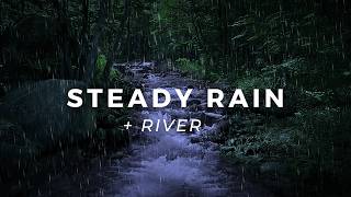 Rain on Leaves for FAST Sleep  Gentle Rain amp River Sounds [upl. by Woermer]