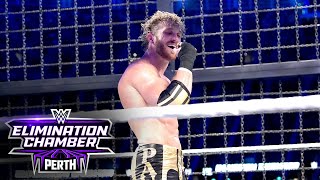 Logan Paul knocks out Randy Orton with brass knuckles WWE Elimination Chamber 2024 highlights [upl. by Lienaj]