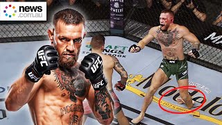 Conor McGregor breaks leg in loss to Dustin Poirier [upl. by Vinn]