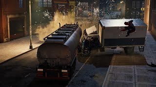 SpiderMan Remastered Pc Gameplay HD 1080P 60fps Wheels Within Wheels Mission Truck Chase Battle [upl. by Roanna]