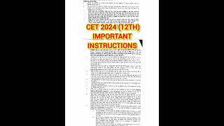 CET 2024 12TH IMPORTANT INSTRUCTIONS FOR EXAM  CET 12TH EXAM INSTRUCTIONS  CET 12TH ADMIT CARD [upl. by Barina]