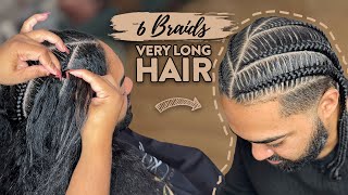 How to do 6 Men’s Braids on Very Long Hair  Not Your Average Straight Backs [upl. by Alecia]