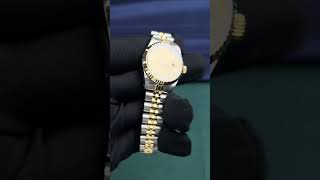 ROLEX DATEJUST 26MM TWOTONE YELLOWGOLD CHAMPAGNE DIAMOND DIAL WATCH ONLY [upl. by Thorny]