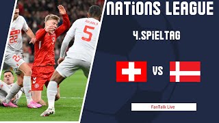 🔴Nations League 4Spieltag Gruppenphase SchweizDänemark FanTalk Live [upl. by Yanaton]