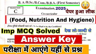 Food Nutrition And Hygiene  bcombscba 1st sem solved Paper 2024  Food Nutrition And Hygiene MCQ [upl. by Prentice]