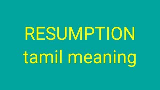 RESUMPTION tamil meaningsasikumar [upl. by Ettennad]