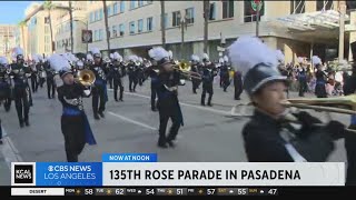 Protesters briefly stop the 135th Rose Parade Monday morning [upl. by Asilef]