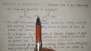 Lecture  Production of Glutamic acid [upl. by Gokey]