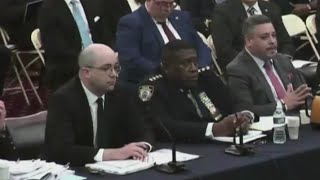 NYPD top brass on hot seat over social media posts and costs for covering protests [upl. by Anaizit129]