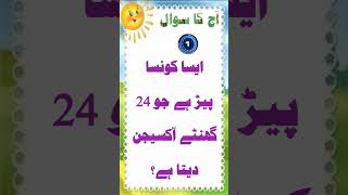 GK short quiz 24 گھنٹے آکسیجن دینے والا پیڑ gk shorts urdu [upl. by Felske]