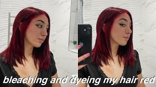 Bleaching and dyeing my hair redburgundy  hair transformation [upl. by Faina]